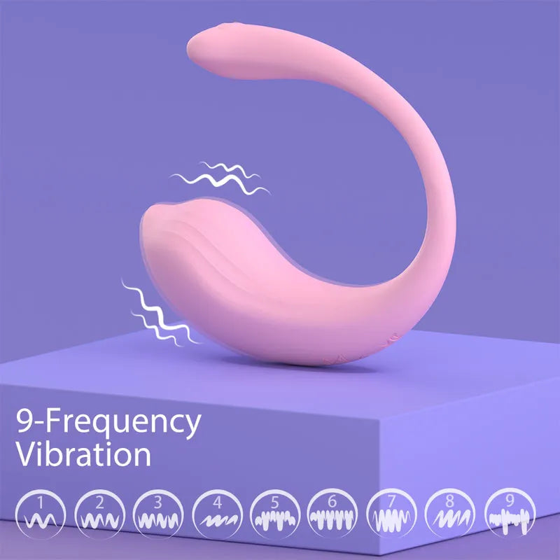 Pink Contour wearable panty vibrator showcasing 9-frequency vibration modes and pulse patterns