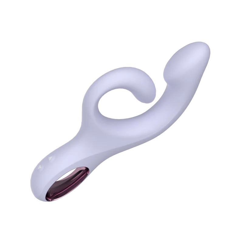 Crescent rabbit vibrator in Twilight Violet with adaptive flex design and dual motors by Fizzglow