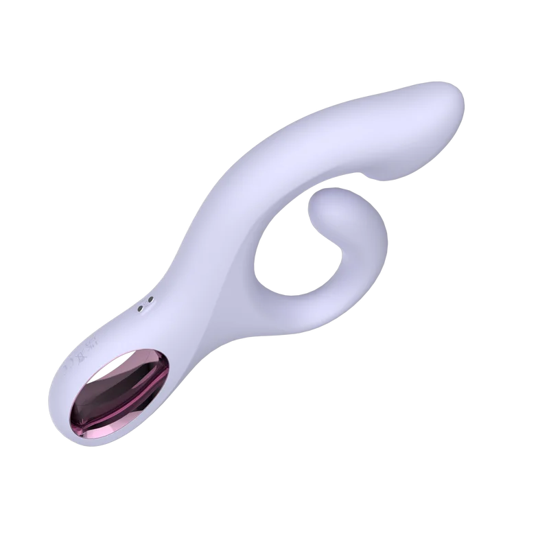 Crescent rabbit vibrator in Twilight Violet with adaptive flex design and dual motors by Fizzglow