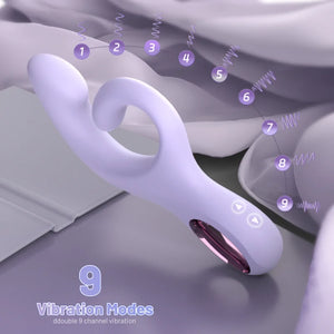 Crescent rabbit vibrator in Twilight Violet with adaptive flex design and dual motors by Fizzglow