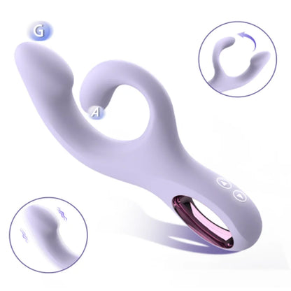 Crescent rabbit vibrator in Twilight Violet with adaptive flex design and dual motors by Fizzglow