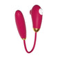 Fizzglow Dew flexible U-shaped G-spot vibrator with dual stimulation suction port and tongue licking profile in rose red