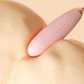 Fizzglow Dew flexible U-shaped G-spot vibrator with dual stimulation suction port and tongue licking profile in pastel pink