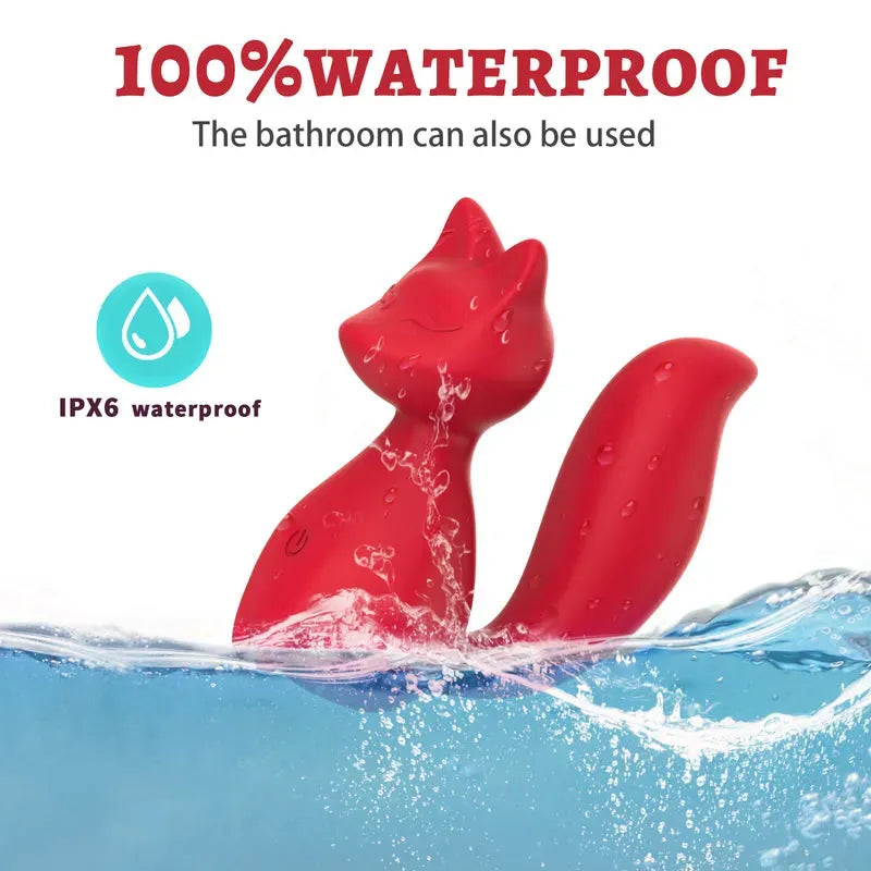 IPX6 shower-friendly waterproof testing on the red Foxy silicone G-spot vibrator