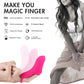 Glide G-Spot Finger Vibrator worn on a hand, showing the non-slip base ring and secure silicone sleeve fit.