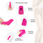 Glide G-Spot Finger Vibrator worn on a hand, showing the non-slip base ring and secure silicone sleeve fit.