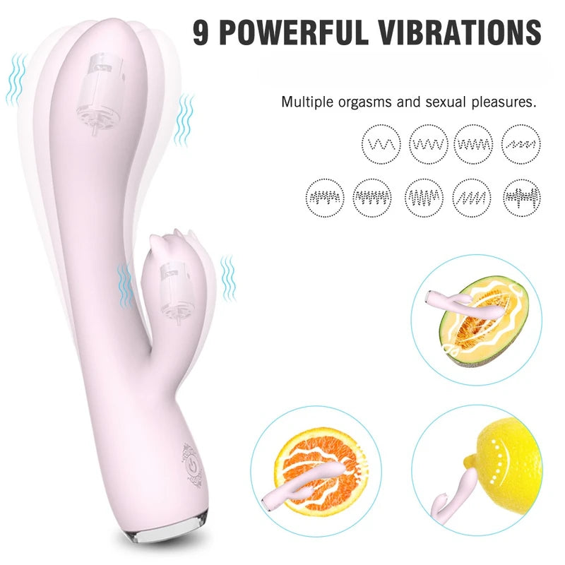 Fizzglow Glow G-Spot Rabbit Vibrator in light pink featuring flexible clitoral ears and a base LED breathing light.