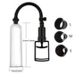 Dimension schematic of the Fizzglow Grip Male Vacuum Trainer showing the 7.28-inch (18.5cm) clear cylinder, 2.2-inch (5.6cm) base diameter, hose, handle, and 3 seals