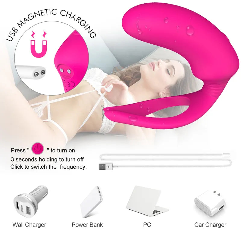 USB magnetic charging setup and power button instructions for Haven Remote Control Anal Vibrator