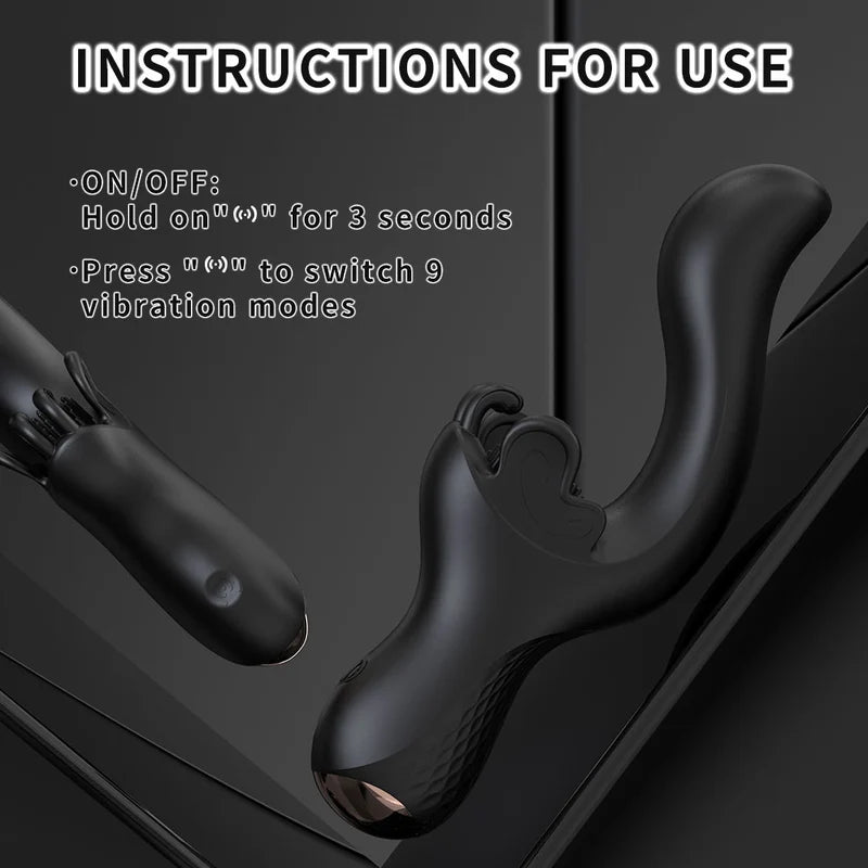 Black Monarch G-Spot Vibrator with a flexible butterfly-shaped clitoral cradle and an ergonomic curved shaft for dual stimulation.