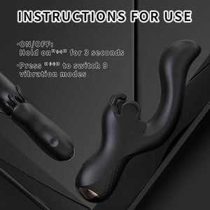 Black Monarch G-Spot Vibrator with a flexible butterfly-shaped clitoral cradle and an ergonomic curved shaft for dual stimulation.