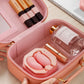 Compact Fizzglow Nectar Clitoral Vibrator neatly stored in a travel vanity bag for discreet portability