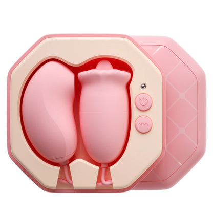 Fizzglow Nectar Dual Clitoral Vibrator in Sakura Pink with UV Sanitizing Storage Case