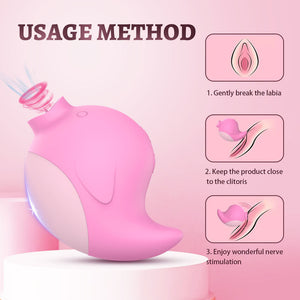 Fizzglow Pip clitoral stimulator vibrator in candy pink featuring an ergonomic dolphin bird hybrid profile for dual suction and vibration massage modes.