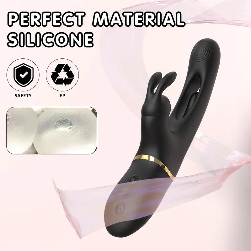 Fizzglow PulseRabb G-Spot Rabbit Vibrator featuring 9 mechanical knocking rhythms and IPX7 waterproof body-safe silicone construction.