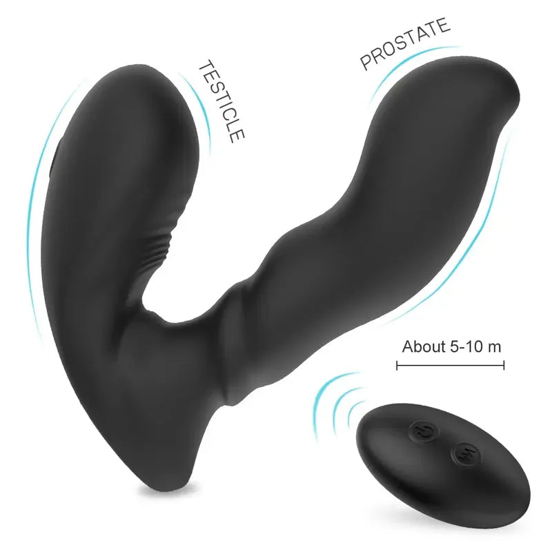 Fizzglow Radian remote control anal vibrator and prostate massager featuring dual ergonomic shafts for targeted stimulation and 5-10m wireless remote range