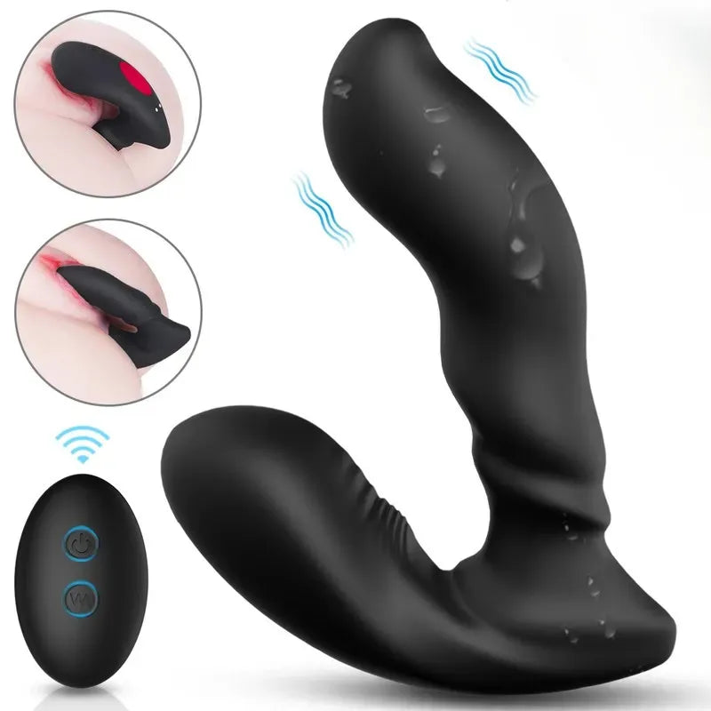Waterproof silicone body of the Fizzglow Radian anal vibrator showing flexible ergonomic positioning for dual-zone internal and external play