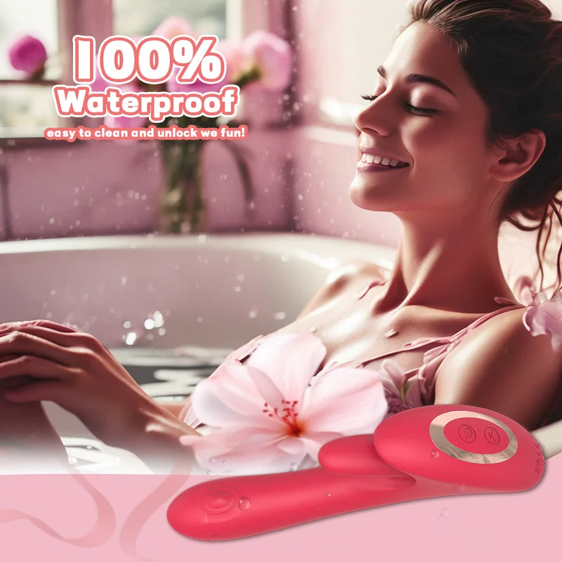 Siren rabbit vibrator in Crimson Rose featuring internal thumping and external licking by Fizzglow