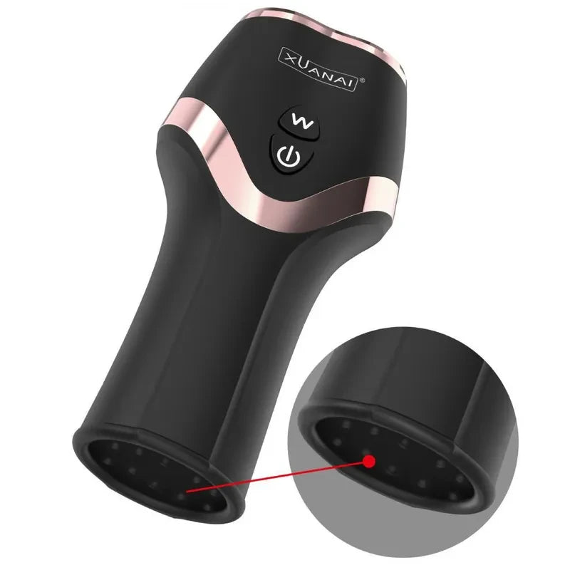 Bottom entry angle of Fizzglow STAMUX Stamina Trainer with a detailed callout of internal textured nodules