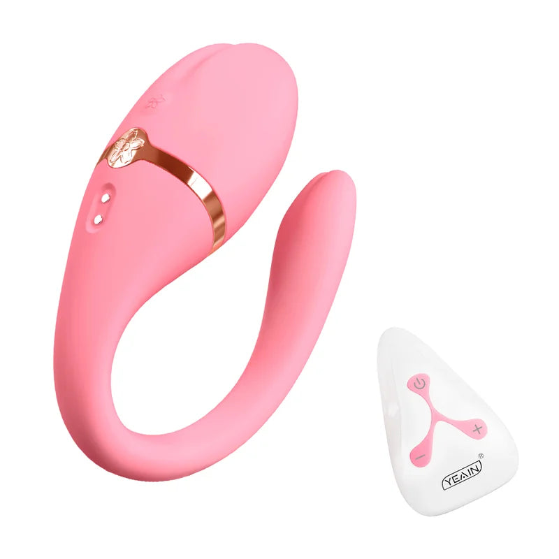 Fizzglow Sway pink wearable G-spot vibrator with wireless remote control showing its ergonomic contours.