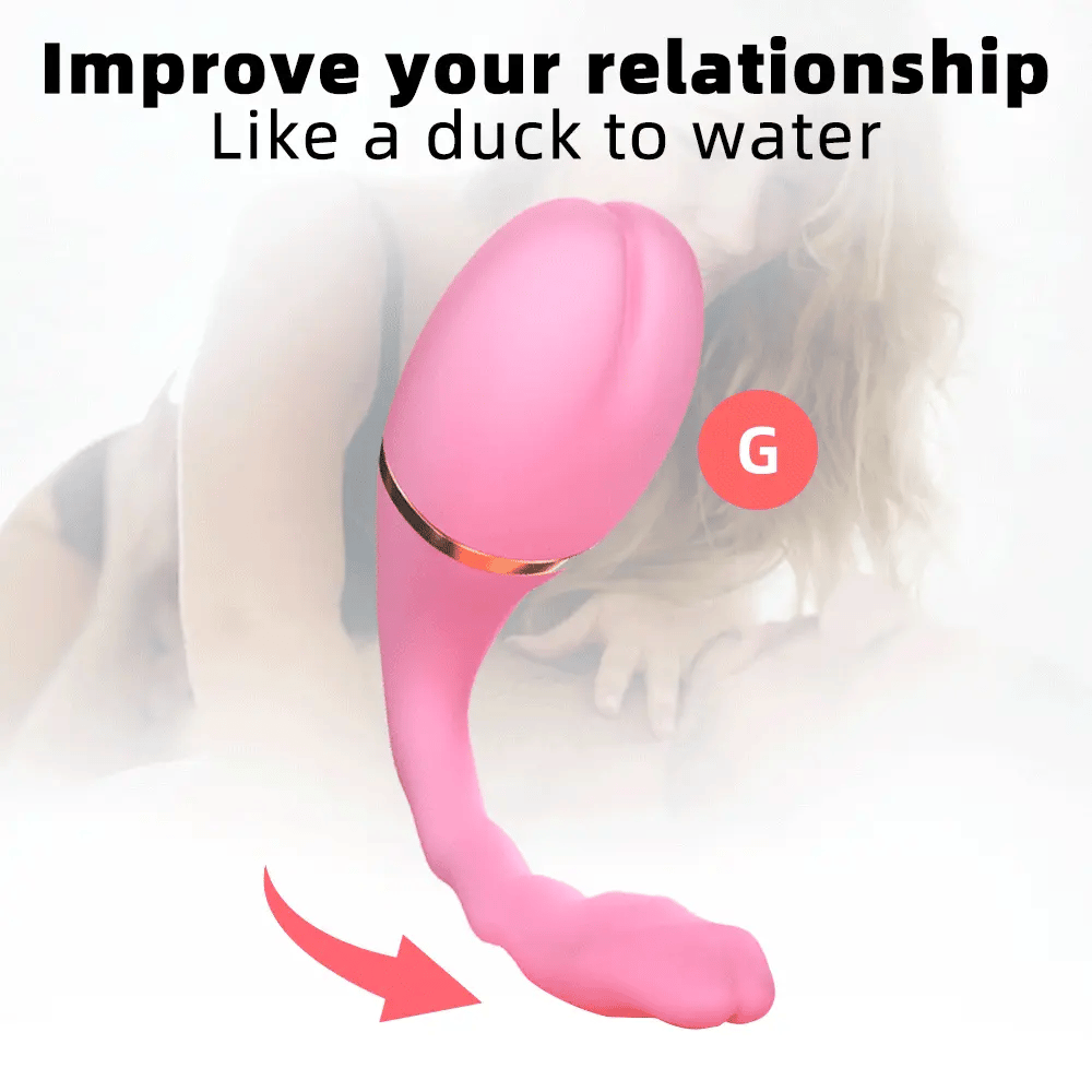 Fizzglow Sway pink wearable G-spot vibrator with wireless remote control showing its ergonomic contours.