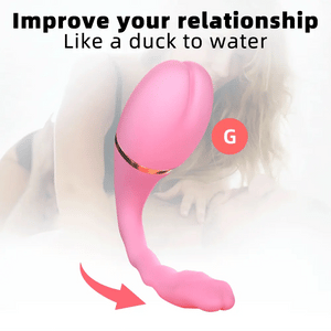 Fizzglow Sway pink wearable G-spot vibrator with wireless remote control showing its ergonomic contours.