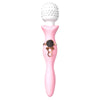 Fizzglow Tide dual-motor magic wand vibrator in pink with a white textured silicone head and rose gold LCD control buttons.