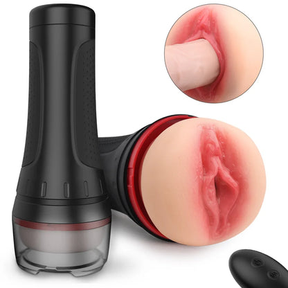 Black Tremor remote control male stroker with wireless vibrating bullet