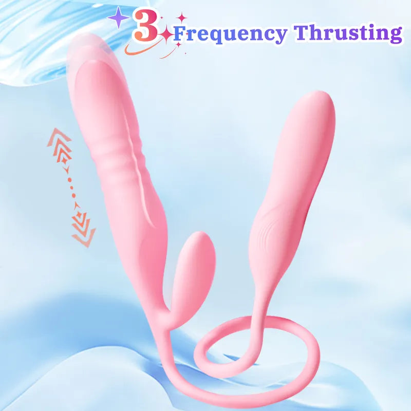Fizzglow Trinity G-spot vibrator demonstrating 3-frequency mechanical thrusting motion along the main G-spot shaft