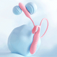 Stylized artistic shot of the pink Fizzglow Trinity G-spot vibrator showcasing its flexible silicone cord and ergonomic curves