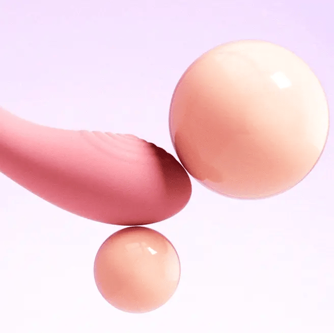 Twirl pink slim waisted g-spot vibrator with ribbed fingerprint texture showing silk soft silicone bendable body