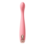 Twirl pink slim waisted g-spot vibrator with ribbed fingerprint texture showing silk soft silicone bendable body