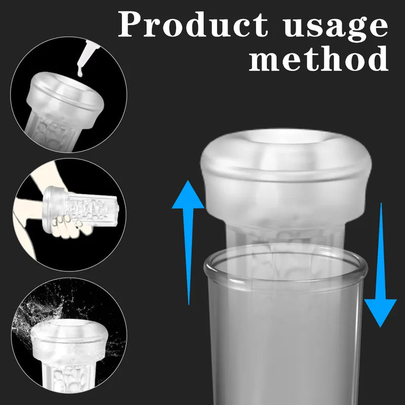 Step-by-step usage guide for Vault Male Penis Pump showing lube application and cylinder assembly