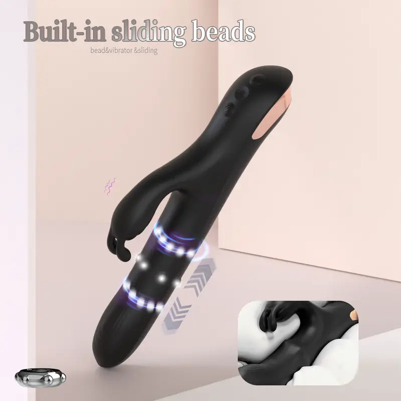 The Vesper G-Spot Rabbit Vibrator featuring an automatic telescopic ridged shaft made of premium body-safe silicone and flexible ears for clitoral stimulation.