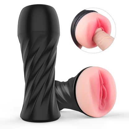 Black Vise male masturbator cup with ergonomic spiral grip and squeeze control