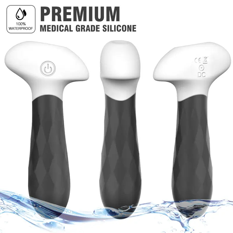 Three angles of Fizzglow Vortex anal vibrator Body-safe premium silicone and waterproof design