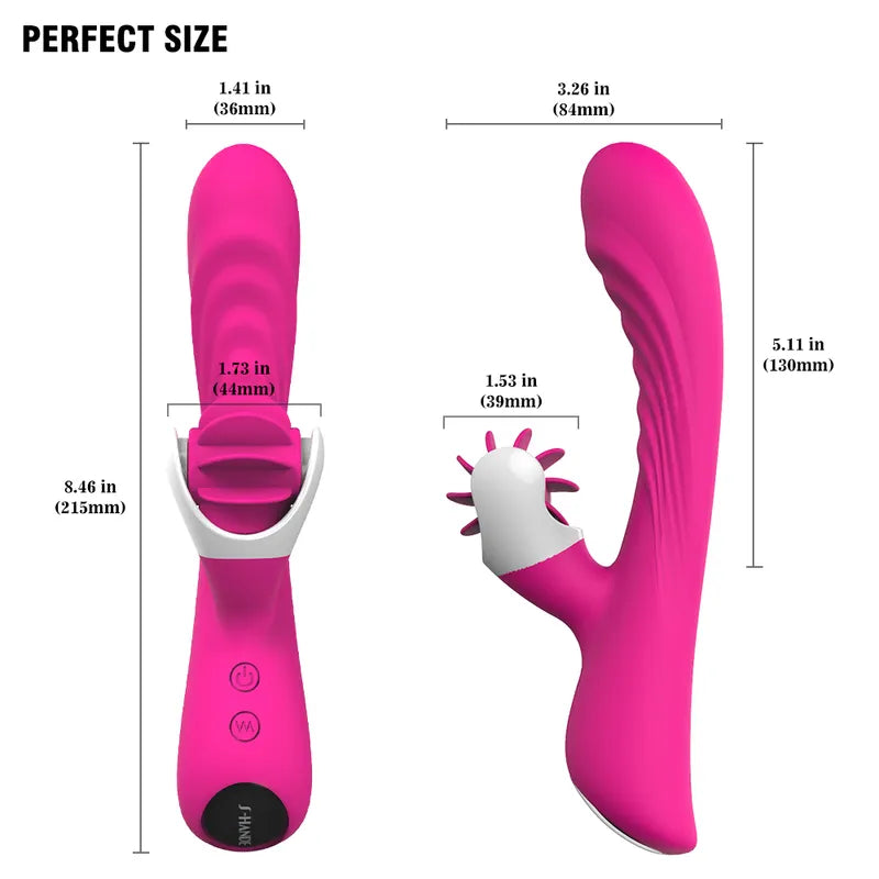 Dimension chart of Fizzglow Vortex G-Spot Rabbit Vibrator detailing 8.46 inches total length and 5.11 inches insertable length