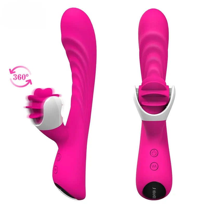 Fizzglow Vortex G-Spot Rabbit Vibrator with 360° rotating clitoral wheel shown in front and side view