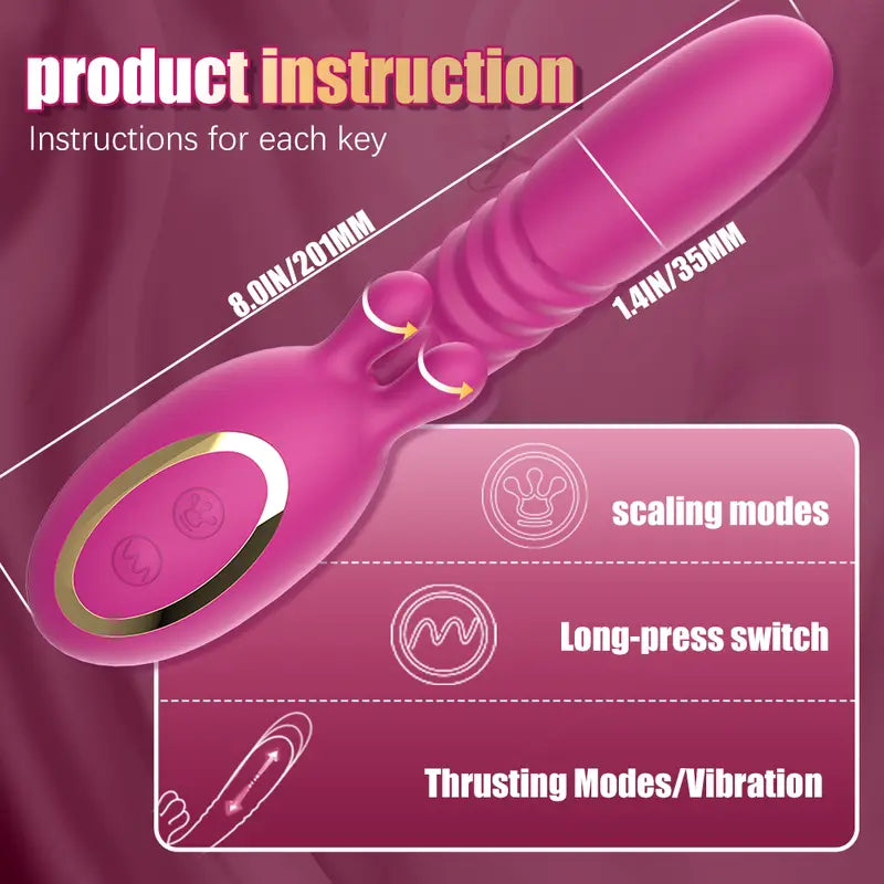 Flutter G-Spot Rabbit Vibrator with three-ear clitoral pinching mechanism and automatic thrusting premium silicone shaft