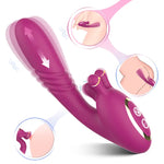 Flutter G-Spot Rabbit Vibrator with three-ear clitoral pinching mechanism and automatic thrusting premium silicone shaft