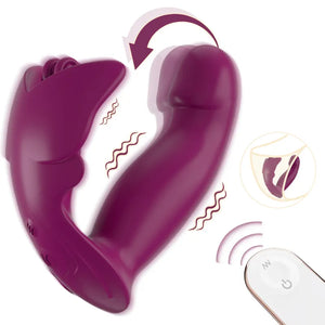 Flutter wearable G-spot vibrator with ergonomic butterfly wings and wireless remote control in crimson.