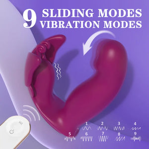 Flutter remote control wearable vibrator featuring 9 clitoral tapping speeds and 9 internal G-spot vibration modes.