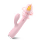 Nova G-Spot Rabbit Vibrator with dual motors and premium pink silicone lifestyle view on white bedding.