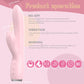 Nova G-Spot Rabbit Vibrator with dual motors and premium pink silicone lifestyle view on white bedding.